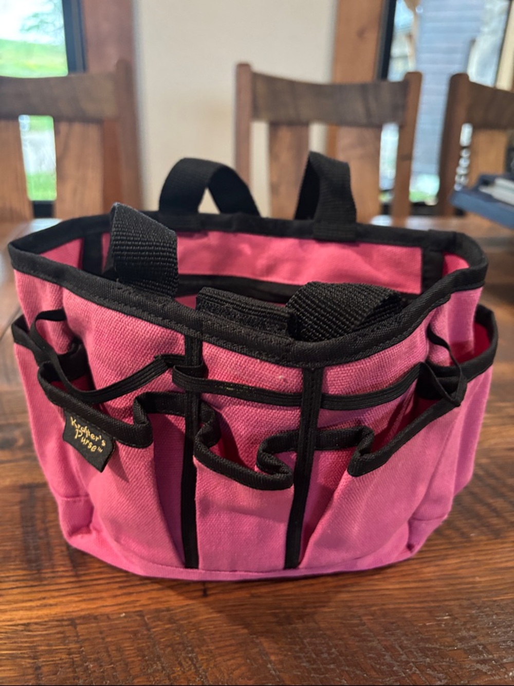 Pink Canvas Cosmetic Caddy with Black Trim